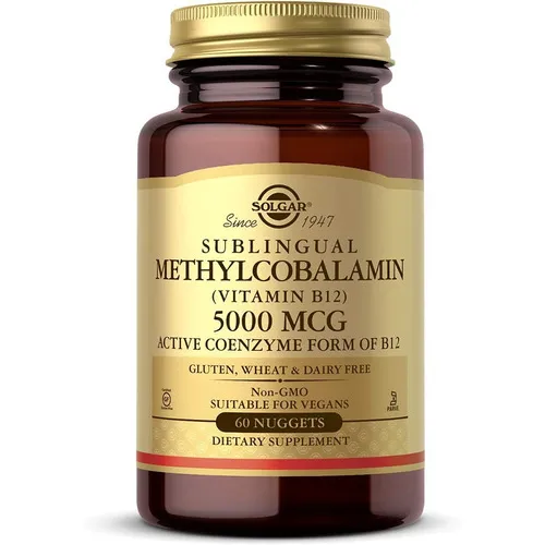 Metilcobalamina Vitamina B12.  5000mcg Sublingual. 60 Caps Sabor Sin Sabor