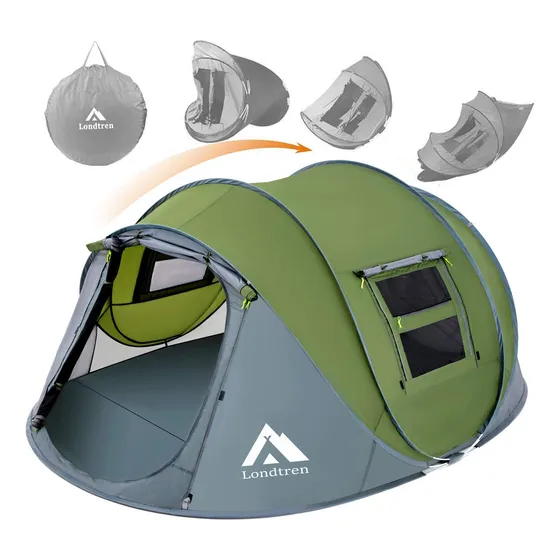 Tiendas De Campaña Emergentes Para Acampar 4 Personas Impe. Color Verde/gris