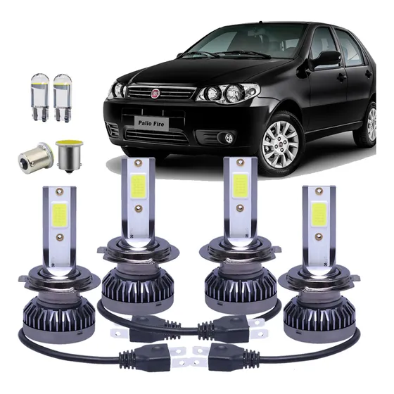 Lampara Cree Led Fiat Palio Altas Bajas Posicion Reversa H7