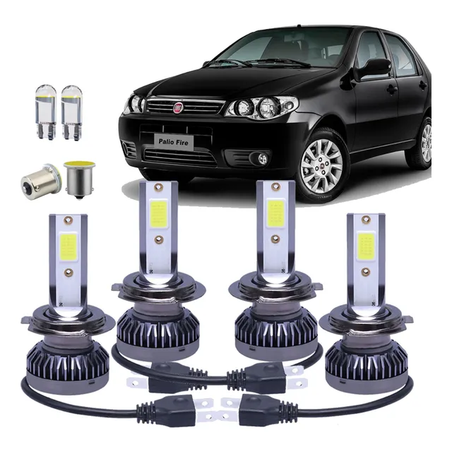 Lampara Cree Led Fiat Palio Altas Bajas Posicion Reversa H7