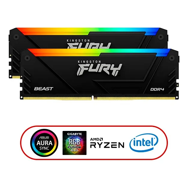 Memoria Ram Kingston Fury Beast 32gb Ddr4 Rgb 3200mhz