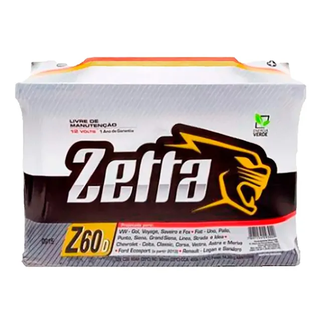 Bateria Zetta Automotiva 60ah - Com Manutenção