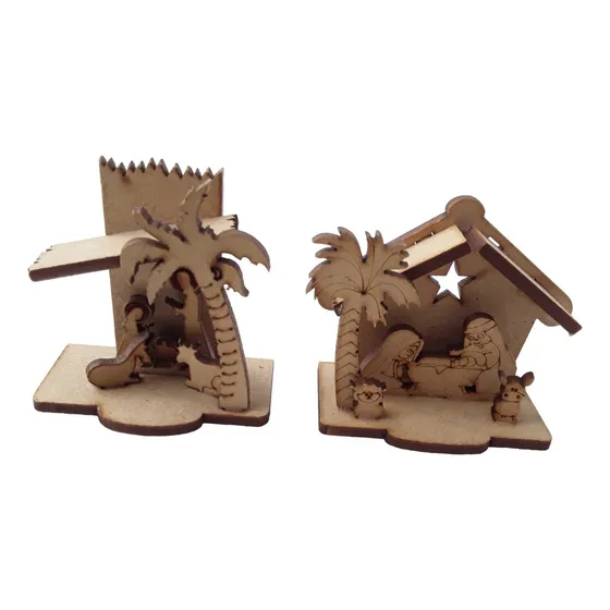 Pesebres En Miniatura X 2 Unidades En Madera Mdf 