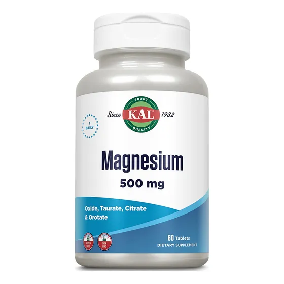 Tabletas De Magnesio Kal 500 Mg, 60 Unidades