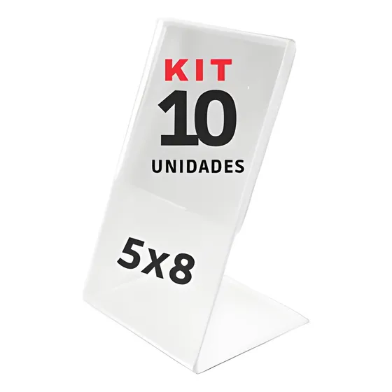 10 Displays  L Expositor 5x8 Acrílico (ps) Etiqueta