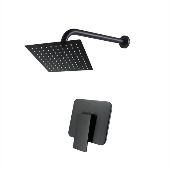 Ccol C077 Mezclador Cuadrado mas Brazo Ducha 12 Ducha Cuadrada Negro