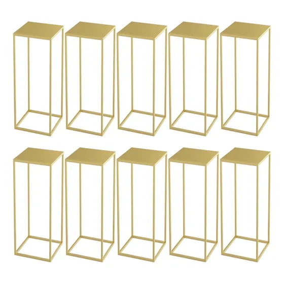 10 Pieza Florero Columna Centro Mesa Dorado Para Placa