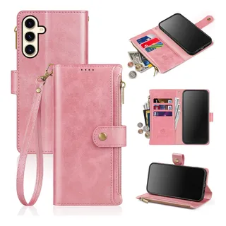 Funda Cartera Para Galaxy S24 Rose Dorado Piel Sintetica Funda Cartera Para Galaxy S24 Rose Dorado Piel Sintetica