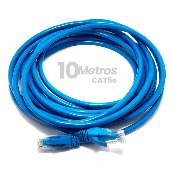 Cabo De Rede 10m Cat5e 10 Metros Azul Ethernet Lan Rj45 Boyu Cell
