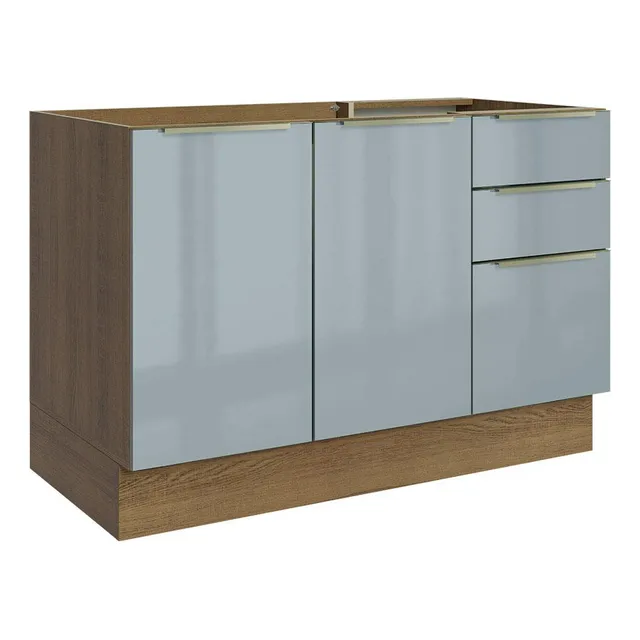 Gabinete Bajo Cocina Madesa Lux 120cm Sin Encimera Color Marrón/Gris