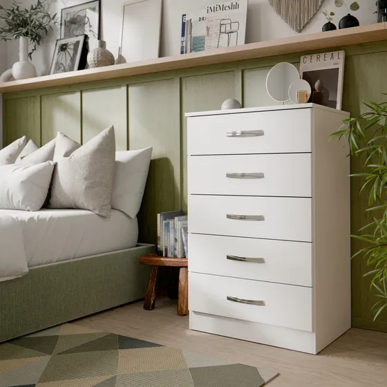 Cômoda Multiuso Organizadora De Roupas Com 5 Gavetas Para Quarto Grande Cor Branco