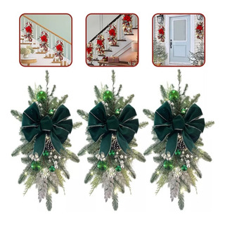 3 Guirnaldas Navideñas Con Escalera Colgante, Color Verde 3 Guirnaldas Navideñas Con Escalera Colgante, Color Verde