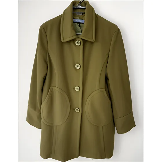 Abrigo Mujer Color Verde, Forrado Y Con Botones Talla L