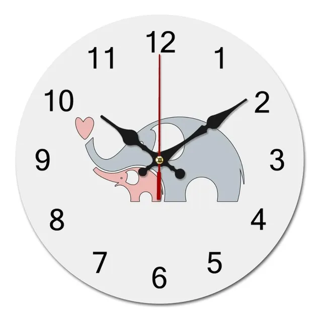 Reloj Pared Redondo Madera Diseño Elefante Marco Para Casa X