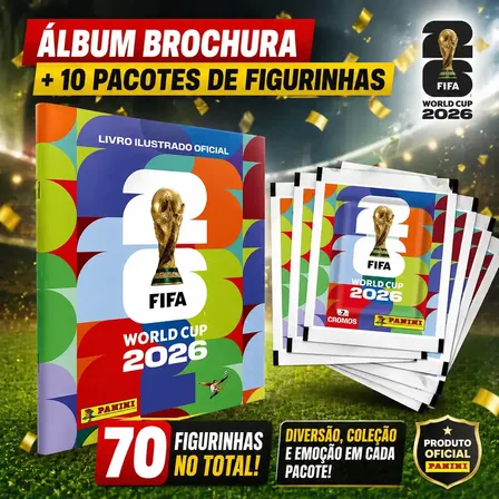 Kit Álbum Copa Do Mundo 2026 + 70 Figurinhas Panini Fifa