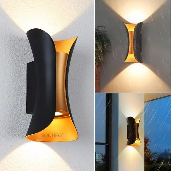 Sonheo® Lámparas De Pared Led Muro Impermeable Moderna Para Exterior Interior Jardin Colgantes Moderna Arbotante Decorativas 15w Con 3 Modos De Luz, Incluye cálida,blanca,neutra