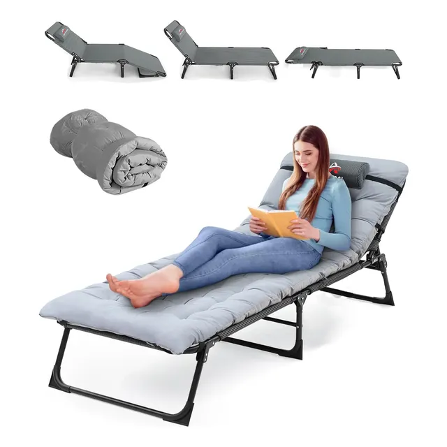 Catre Plegable Economico Con Colchón 4 Ajustes Para Camping
