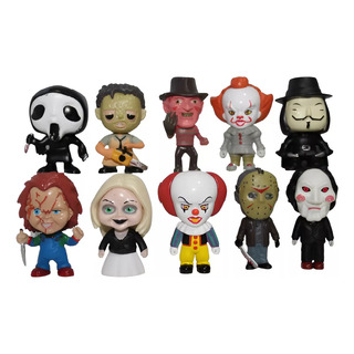 Kit 10 Bonecos Terror Freddy Jason Chucky Miniaturas Pvc Kit 10 Bonecos Terror Freddy Jason Chucky Miniaturas Pvc