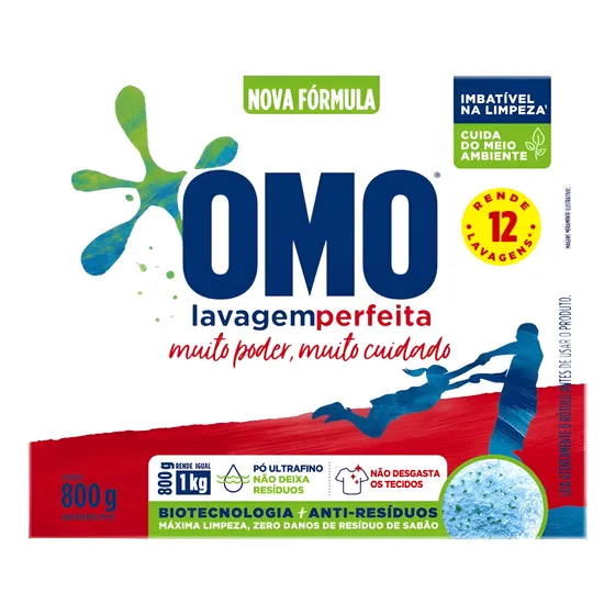 Lava Roupas Em Pó Lavagem Perfeita Omo 800g