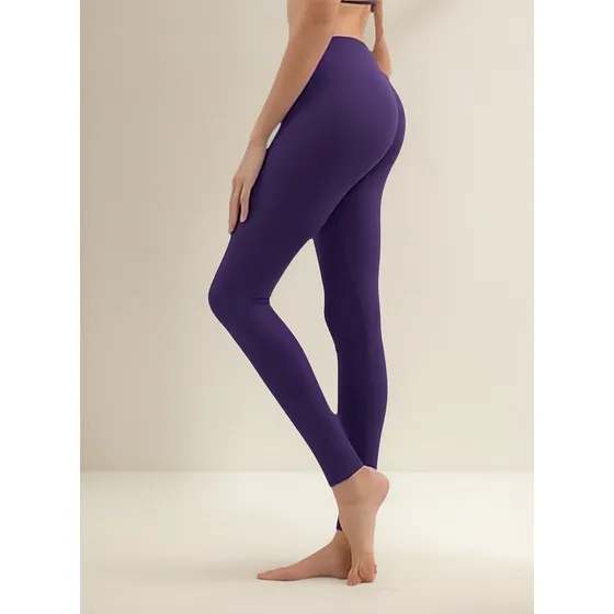 Leggins Invierno Mujer Media Térmica Sin Pie Interior Suave Lila Liso Unico