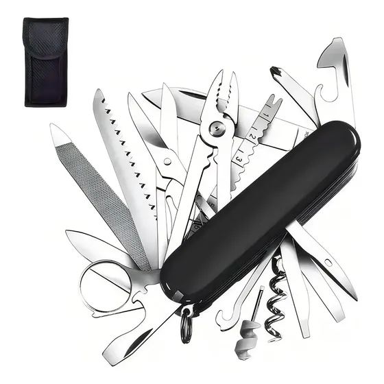 Mrelihlm® Navaja Multiusos Acero Inoxidable 17 En 1 Herramienta Camping Supervivencia Outdoor Bolsillo Cuchillo Plegable Pesca Senderismo Accesorio Práctico