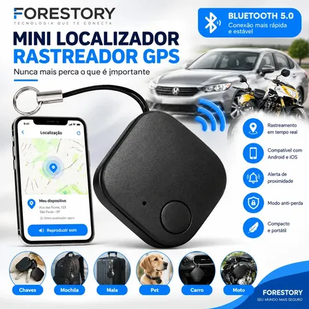Mini Localizador Rastreador GPS Bluetooth para Android IOS Smart Tag Rastreador Antiperda Chaveiro Localizador Objetos rastreador para Chaves Mochila Mala Pet CarroCamera Remota Tire Fotos FORESTORY