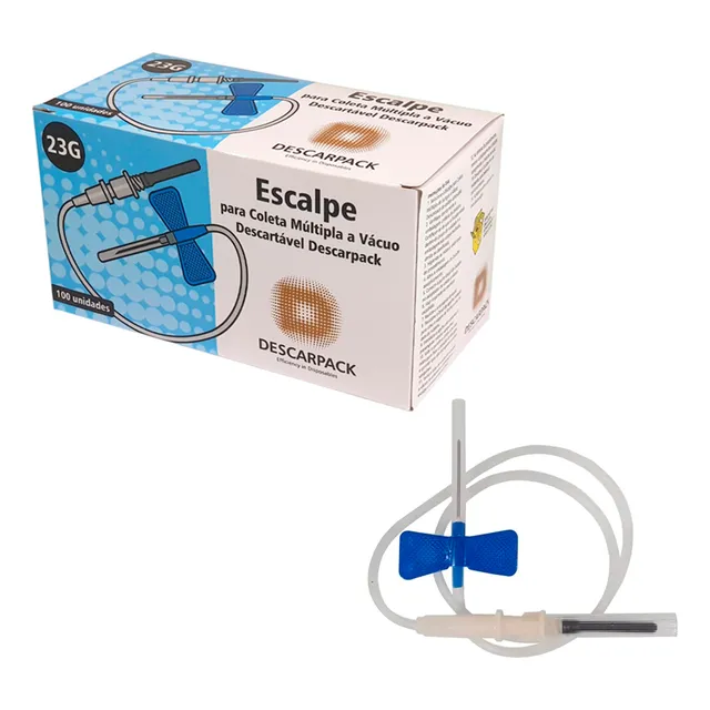 100un Scalpe Coleta 23g Múltipla A Vácuo Descarpack