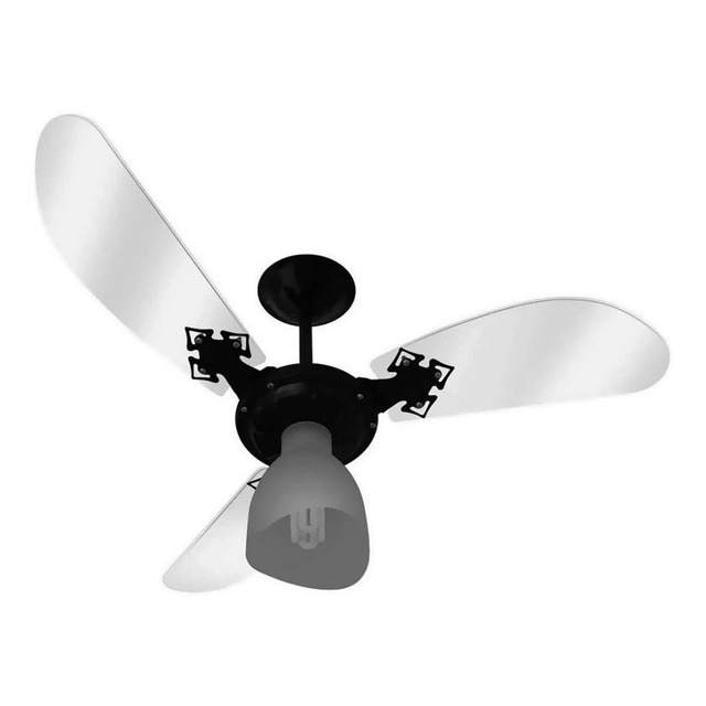 Ventilador De Teto Venti-delta Cristal Light Pto/transp Cor Da Estrutura Preto Cor Das Pás...