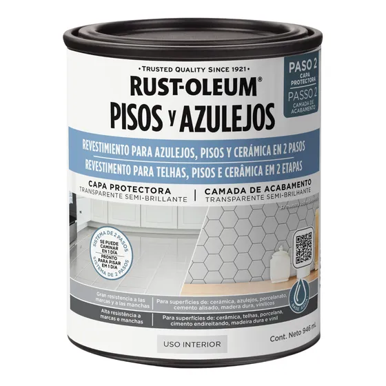 Pisos Y Azulejos Transparente Semi Brillante 946ml Capa Protectora Rust Oleum Paso 2