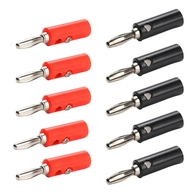 Tecneu Conector Plug Banana Macho 4mm 5 Rojos 5 Negros Con Tornillo