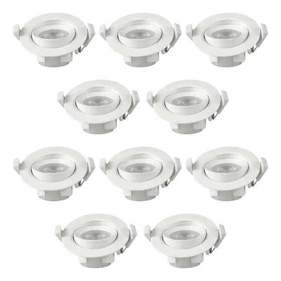 Pack 10 Foco Basculante Led Embutido Spot 6,5w Frío 