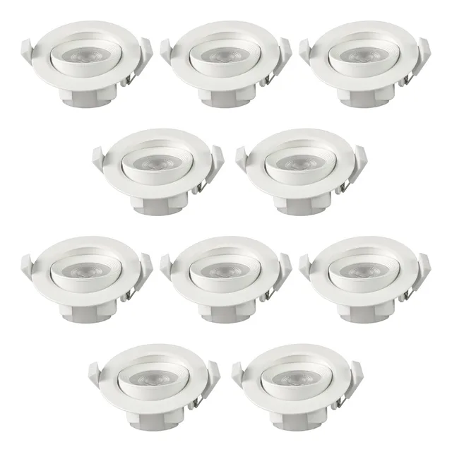 Pack 10 Foco Basculante Led Embutido Spot 6,5w Frío 