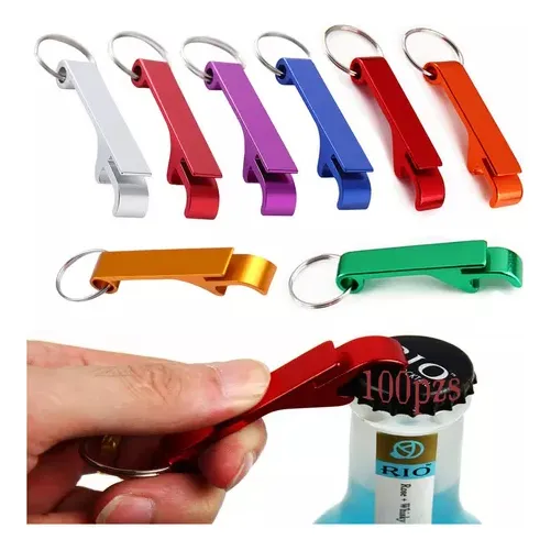 100 Uds Llavero Abridor de Botellas de Aleación de Aluminio Mini Abridor de Bebidas y Cerveza de Bolsillo Abridor de Botellas de Metal Colorido Conductor de Cerveza Creativo