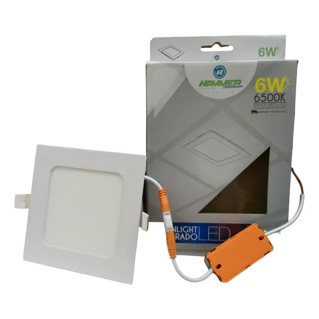 Lampara Panel Bombillo Led Cuadrado Empotrar 6w 6500k Hammer