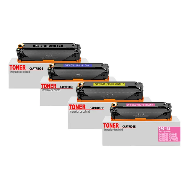 4 Tóner 118 Genérico Canon Mf726cdw/mf8380cdw/lbp7660cdn