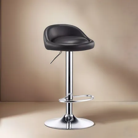 Pack 2 Silla Piso Bar Altura Regulable Taburete Respaldo Color Negro