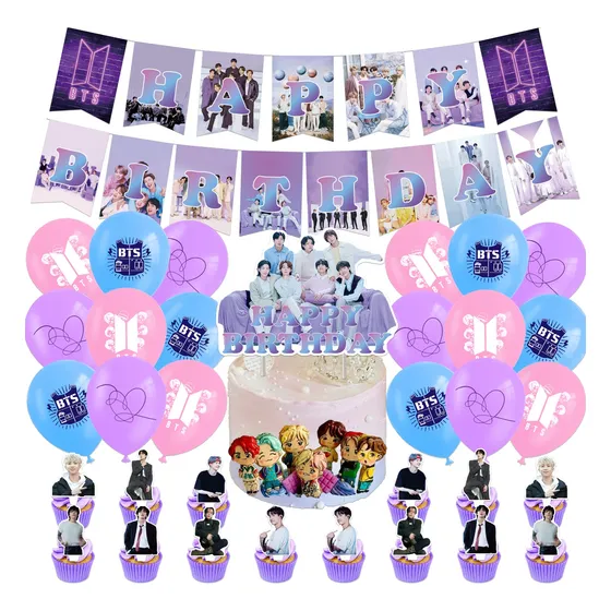 Globos De Cumpleaños Decoración Bts Kpop Fiesta Temática