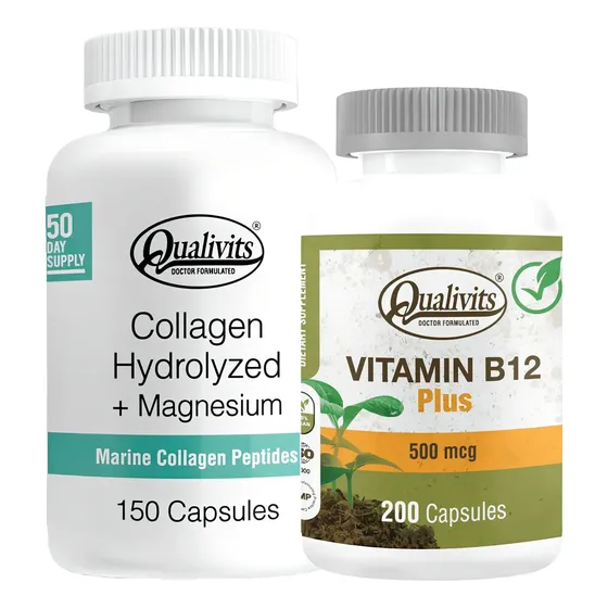Qualivits Vitamina B12 500mcg Colágeno Marino Magnesio 150 Cápsulas | Cuotas sin interés