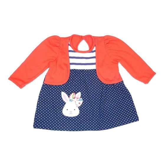 Vestido De Niña 2 Piezas Bebu Azul Marino/ Rojo