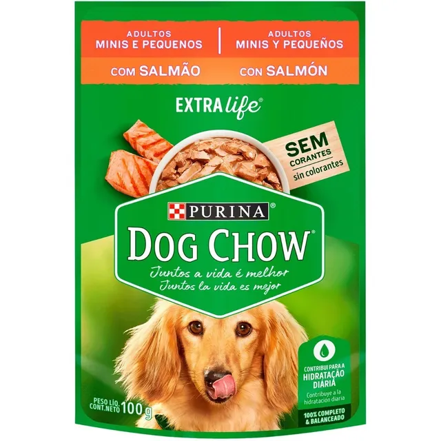 Sachet Dog Chow Adulto Minis Y Pequeños Salmon 15 Un.