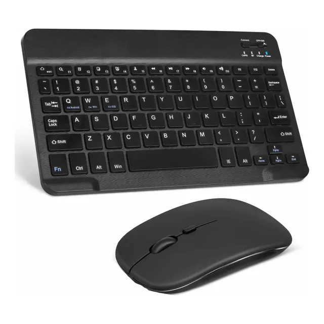 Kit Teclado Y Mouse Bluetooth - Color Negro - Combo Notebook Celular Tablet Intco Rdkm-906