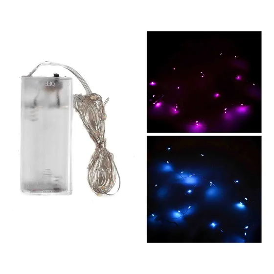 Guirnalda Luces Microled Alambre X3 Mayorista 2 Mts Pila Aa