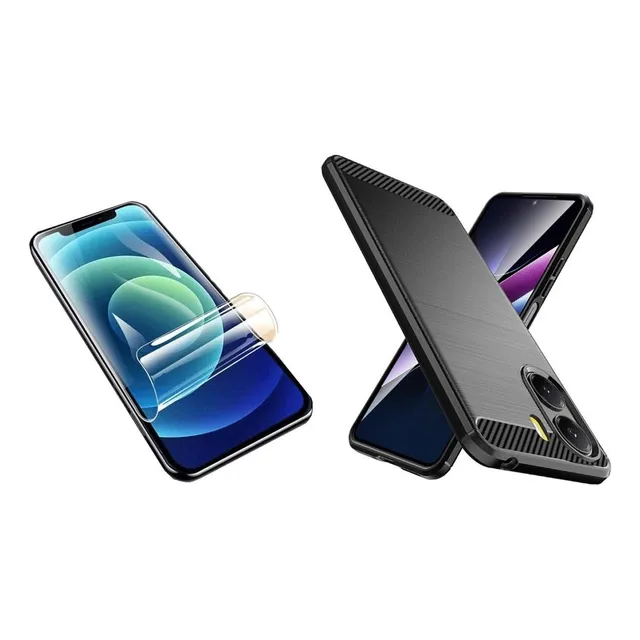 Funda Tpu Fibra De Carbono + Hidrogel Para Poco X7 Pro