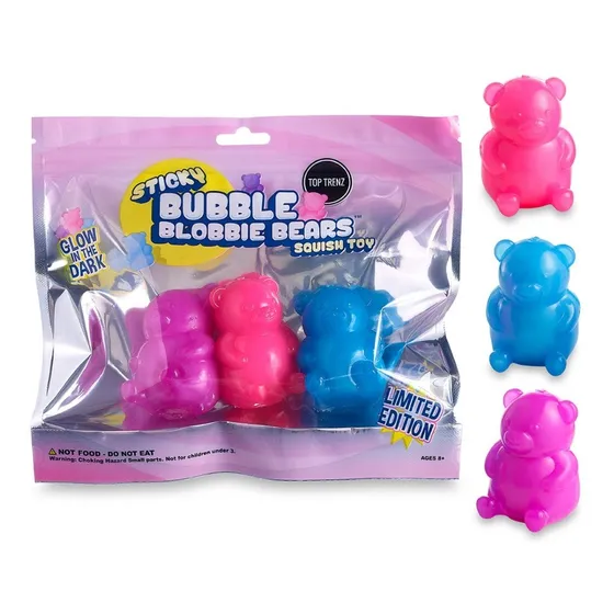 Squishy Anti Estrés Ositos Gummy Pegajoso 3pk Top Trendz 
