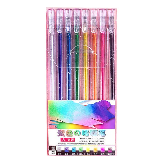 Caneta De Gel Flash M 2pc, Caneta Colorida, Iluminador Brilh