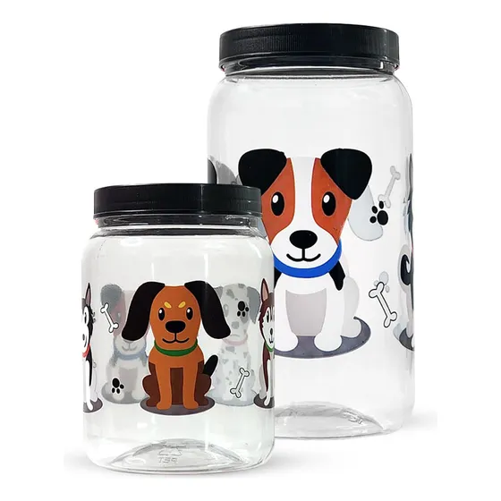 Kit Porta Ração E Petisco Pote Hermético Pet Cães Cachorro Gato 1,5l 1,0l Bpa Free