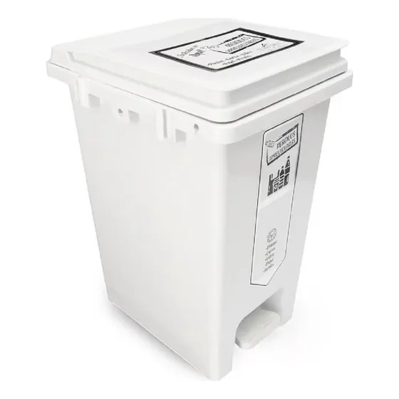 Papelera Cuadrada De 20 Litros De Pedal Luxury Norma Color Blanco