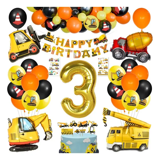 Globos con Diseño de Vehículo de Construcción para Cumpleaños MMTX Haz que la fiesta de cumpleaños sea inolvidable con estos globos temáticos de vehículos de construcción MMTX. Perfectos para decorar