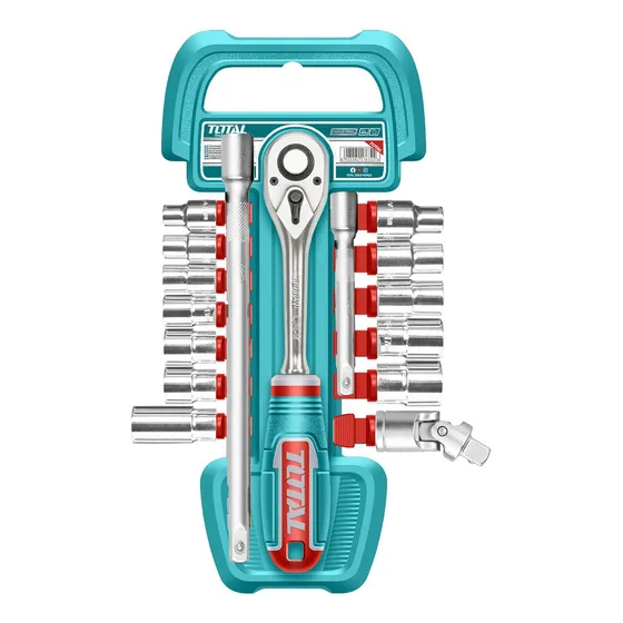 Juego Dados Y Llave Crique Total, 17 Piezas, Encastre 1/2'' Color Turquesa