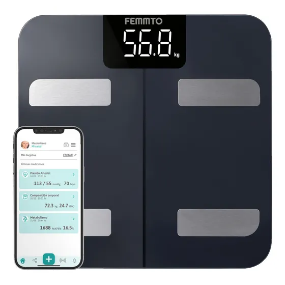 Balanza Digital Baño Bluetooth Personal Corporal Personas 180 Kg Grasa Corporal Masa Muscular Bioimpedancia Femmto